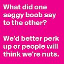 What did one saggy boob say..., foto 800x800, 3 reacties, 12 stemmen